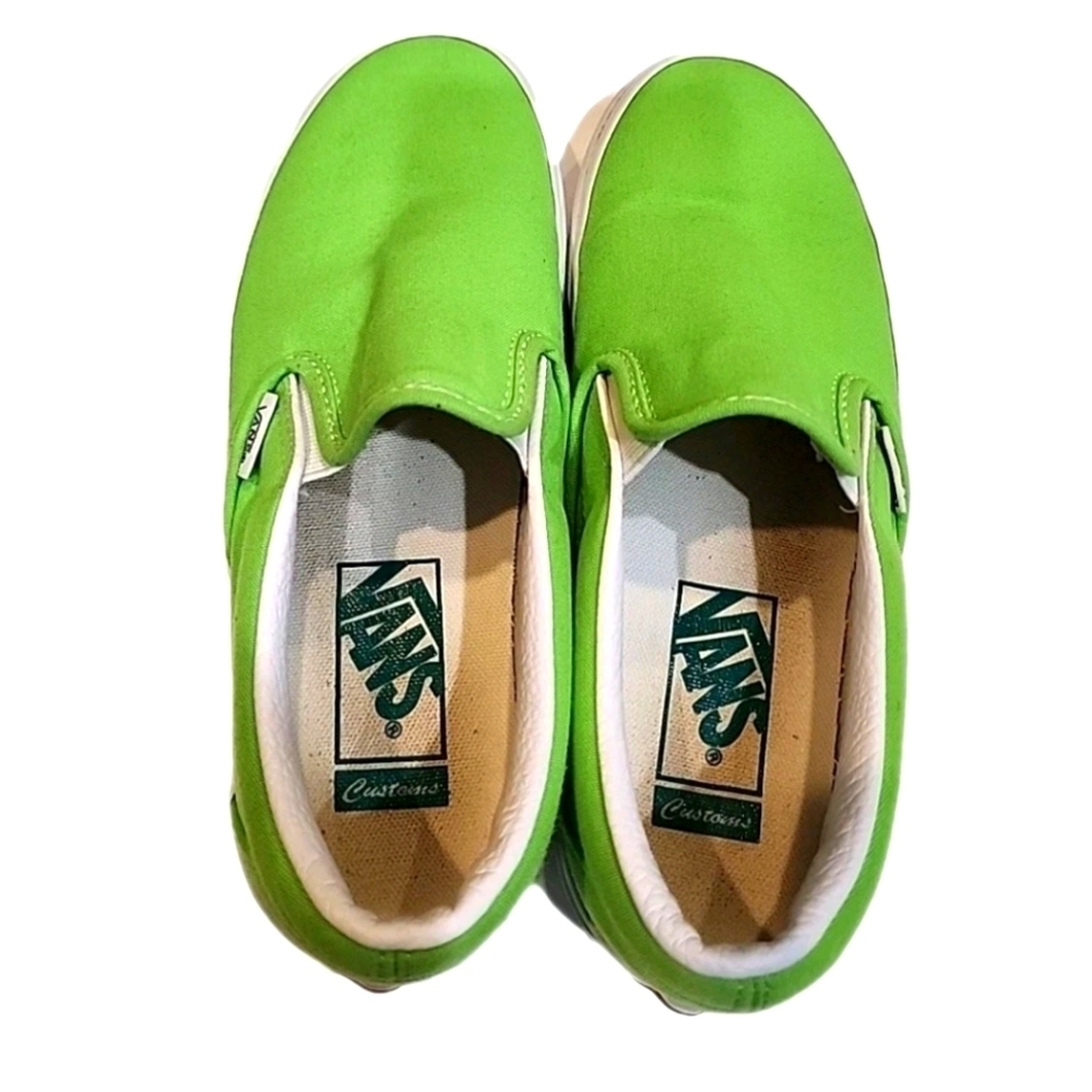 Vans Classic Slip On Canvas Sneakers Shoes Gecko Neon GreenSize 5 Men, 6.5 Women - Picture 9 of 9